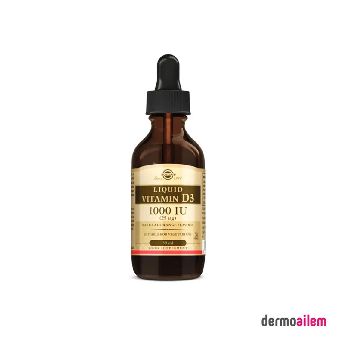 Takviye Edici GıdalarSolgarSolgar Vitamin D3 1000 IU Liquid 59 ml