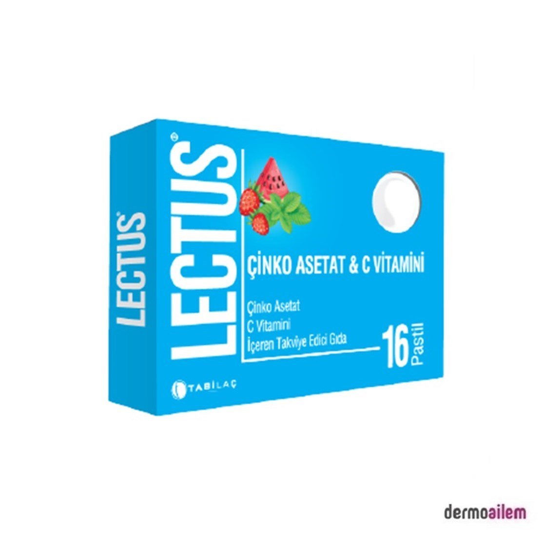 Takviye Edici GıdalarTab İlaçTab İlaç Lectus Çinko Asetat & C Vitamini Pastil 16 'lı