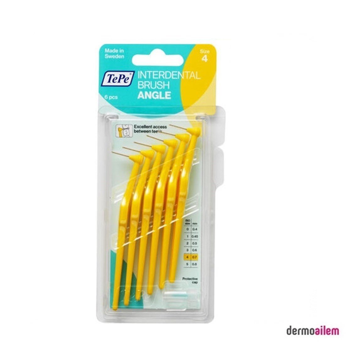 Arayüz FırçalarıTePeTePe Uzun Saplı Arayüz Fırçası Angle 4 Numara Sarı 0,7 mm T121