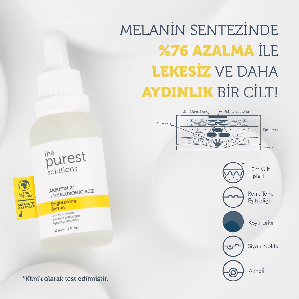 Cilt Bakım SerumlarıThe Purest SolutionsThe Purest Solutions Arbutin %2 + Hyaluronic Acid 30 Ml Leke Gidermeye Yardımcı Cilt Tonu Eşitleyici Cilt Bakım Serumu