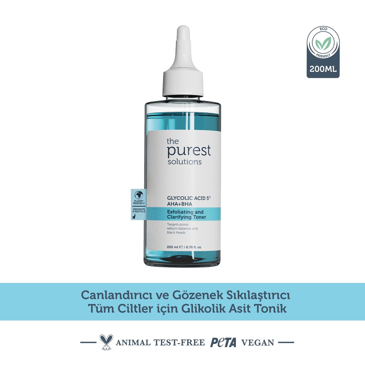 Tonik & LosyonThe Purest SolutionsThe Purest Solutions GLYCOLİC ACİD 5% AHA BHA 200 ml Gözenek Sıkılaştırıcı Ve Arındırıcı Tonik