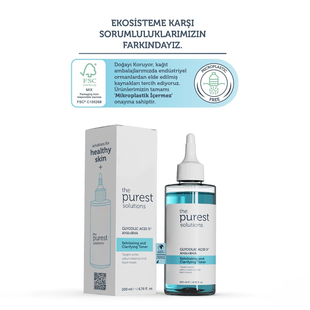 Tonik & LosyonThe Purest SolutionsThe Purest Solutions GLYCOLİC ACİD 5% AHA BHA 200 ml Gözenek Sıkılaştırıcı Ve Arındırıcı Tonik