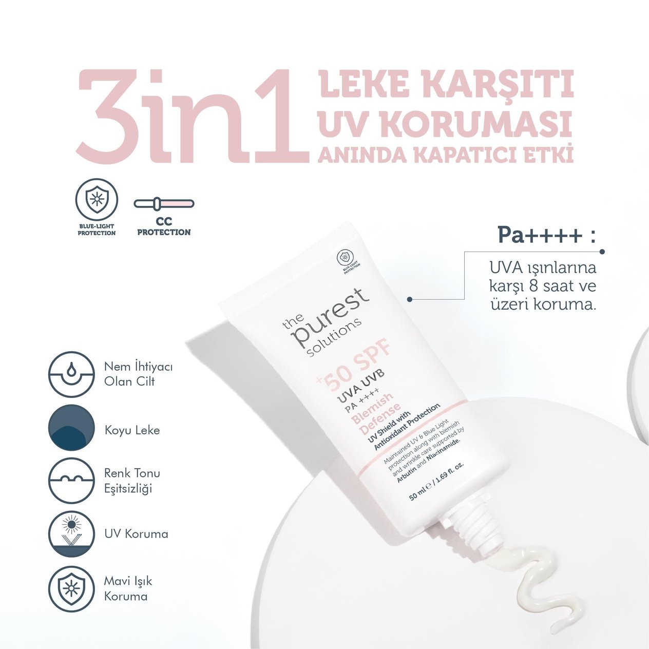 Yüz İçin Güneş ÜrünleriThe Purest SolutionsThe Purest Solutions Lekeli Ciltler Için Antioksidan Destekli Güneş Kremi 50+ Faktör Spf Uva/Uvb
