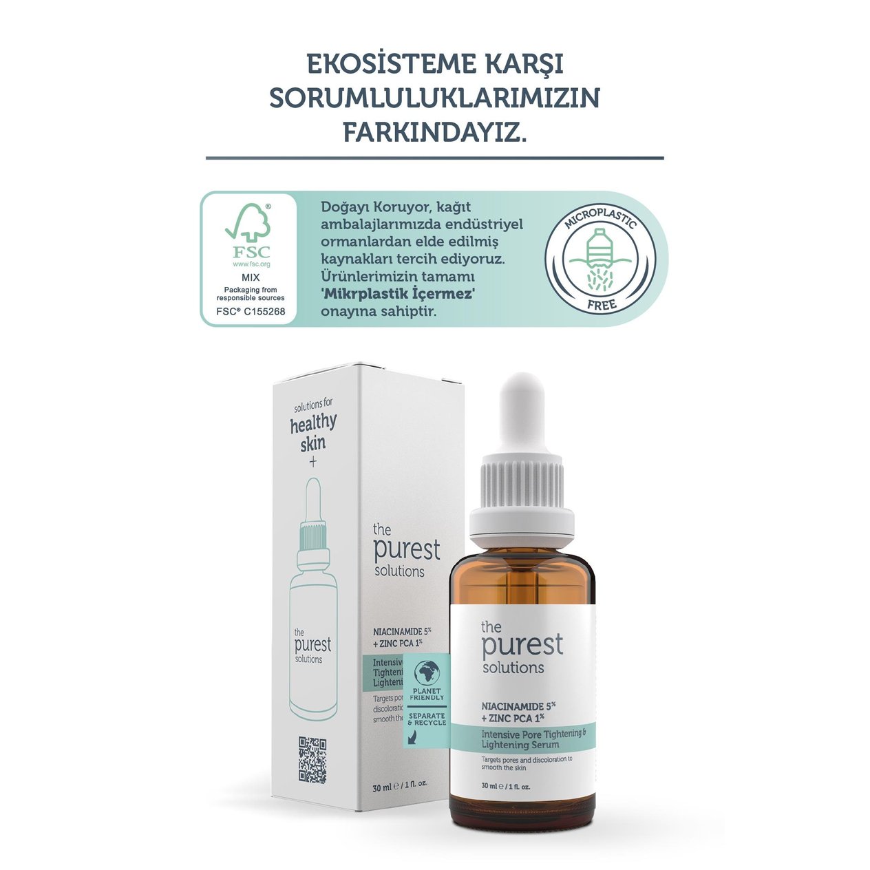 Cilt Bakım SerumlarıThe Purest SolutionsThe Purest Solutions  Niacinamide 5%+Zınc Pca1% 30 Ml Gözenek Siyah Nokta ve Sivilce Oluşumunu Gidermeye Yardımcı Bakım Serumu