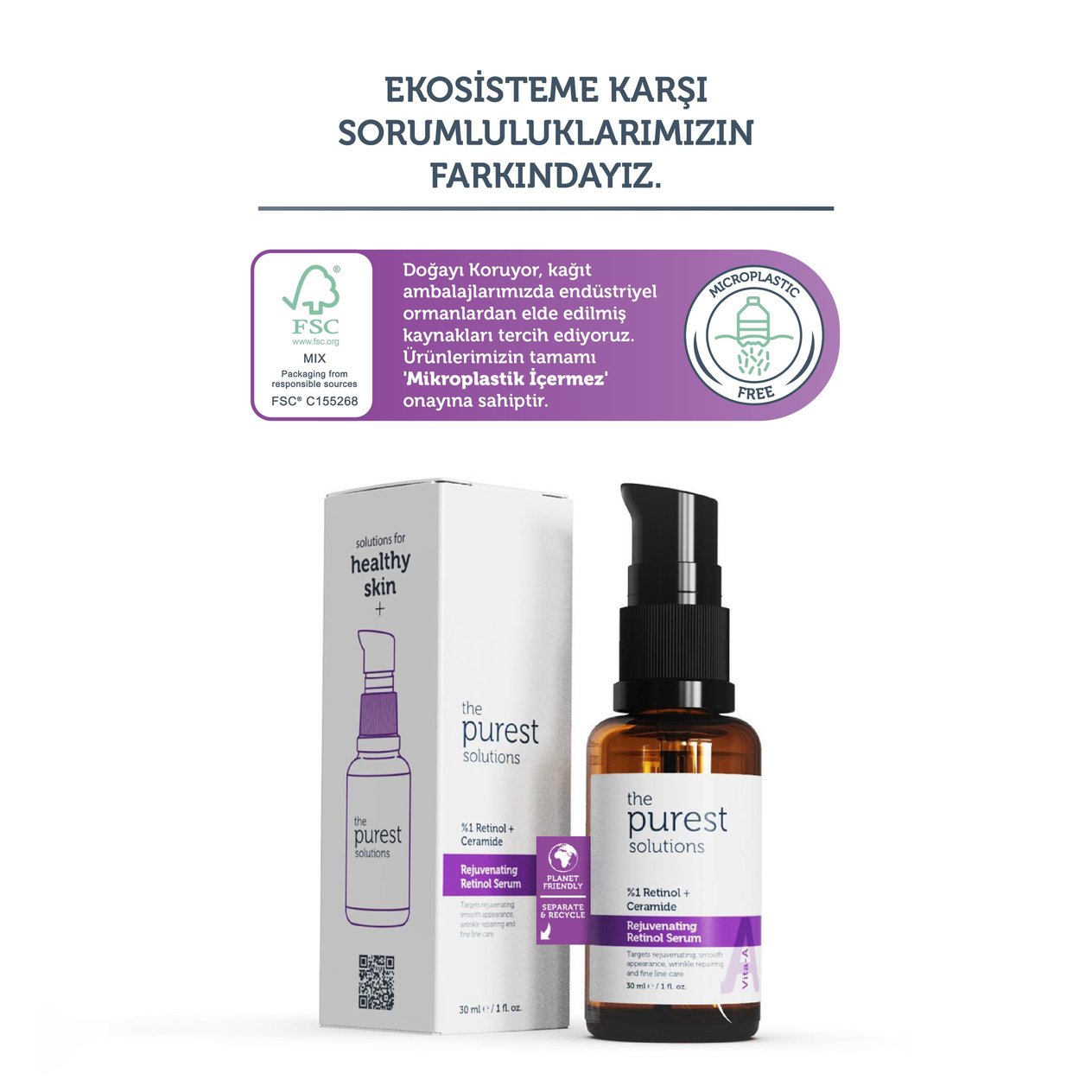 Cilt Bakım SerumlarıThe Purest SolutionsThe Purest Solutions Vita-a Serum 1% Retinol + Ceramide 30 Ml Onarıcı & Besleyici Retinol Serum
