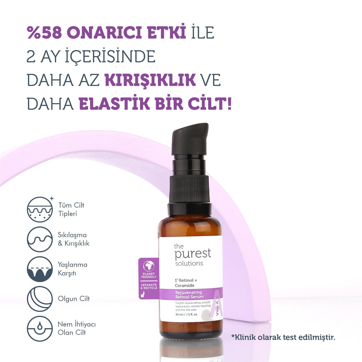 Cilt Bakım SerumlarıThe Purest SolutionsThe Purest Solutions Vita-a Serum 1% Retinol + Ceramide 30 Ml Onarıcı & Besleyici Retinol Serum