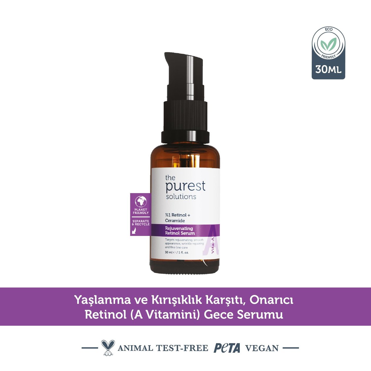 Cilt Bakım SerumlarıThe Purest SolutionsThe Purest Solutions Vita-a Serum 1% Retinol + Ceramide 30 Ml Onarıcı & Besleyici Retinol Serum