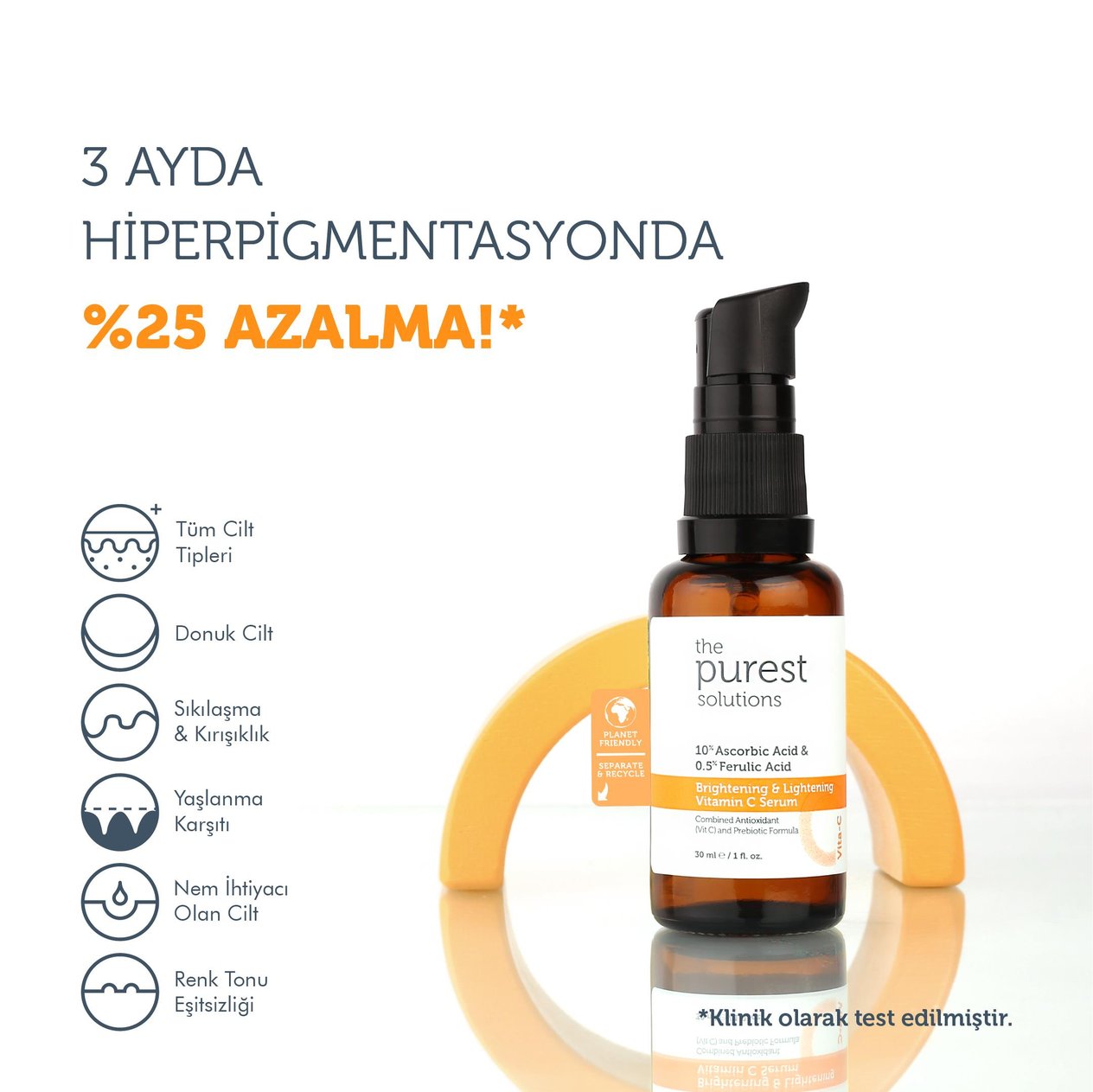 Cilt Bakım SerumlarıThe Purest SolutionsThe Purest Solutions Vita-c Serum %10 ASCORBİC ACİD&FERULİC ACİD%0,5 30 Ml Aydınlatıcı Renk Tonu Eşitleyici Cvitamini Serum