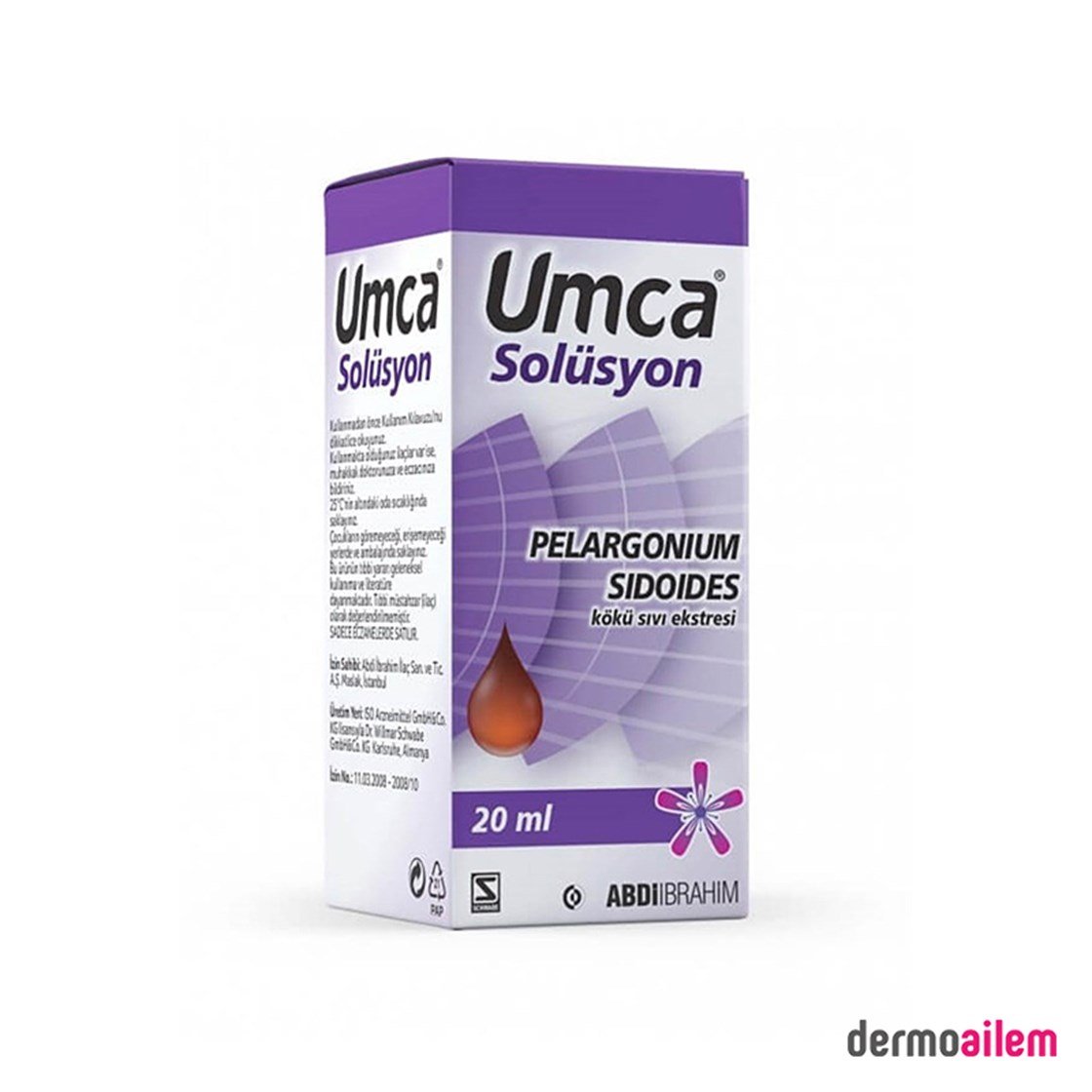 Takviye Edici GıdalarAbdi İbrahimUmca Pelargonium Sidoides 20 ml Solüsyon Damla
