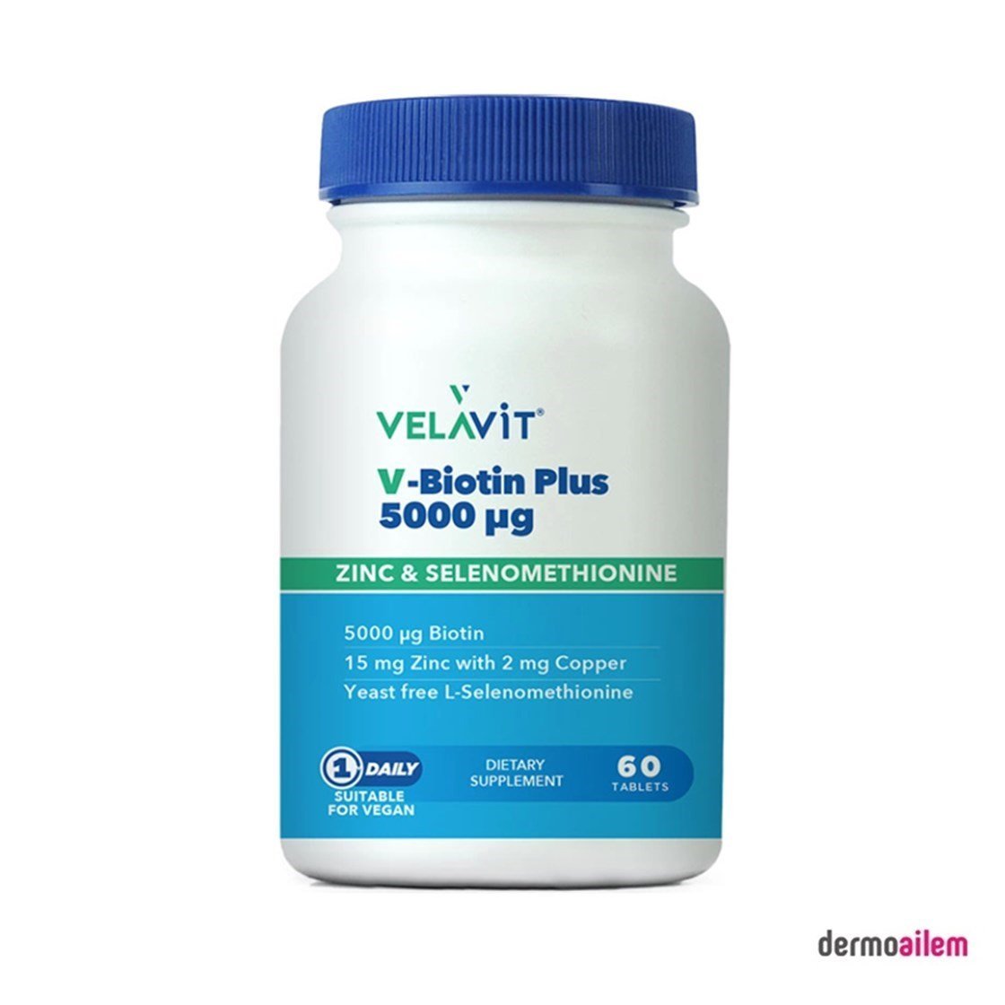 Takviye Edici GıdalarVelavitVelavit V-Biotin Plus 5000mcg Takviye Edici Gıda 60 Tablet