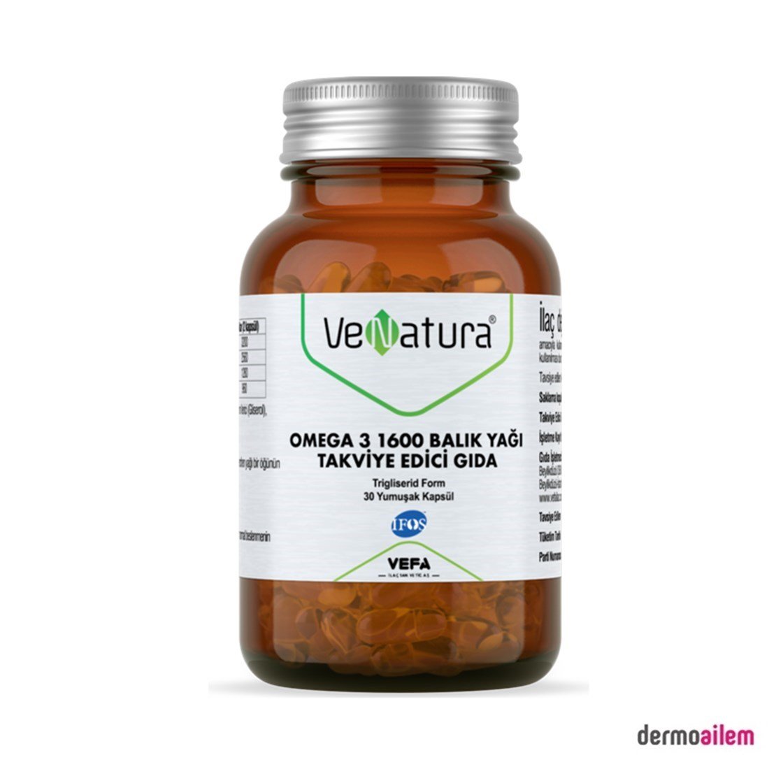 Omega 3 & Balık YağlarıVeNaturaVenatura Omega 3 1600 Balık Yağı 30 Kapsül