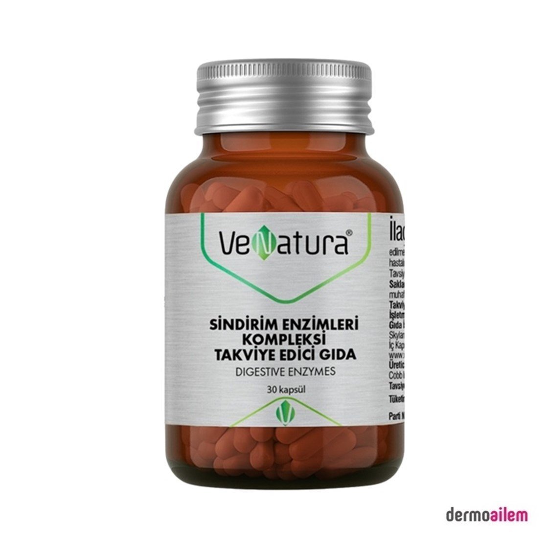 Takviye Edici GıdalarVeNaturaVenatura Sindirim Enzimleri Kompleksi Digestive Enzymes 30 Kapsül