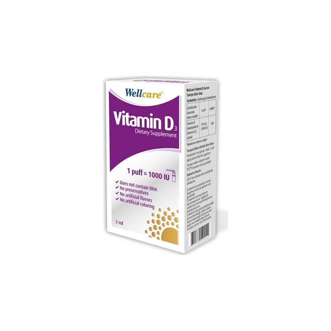 Takviye Edici GıdalarWellcareWellcare Vitamin D3 1000 IU 5 ml Sprey