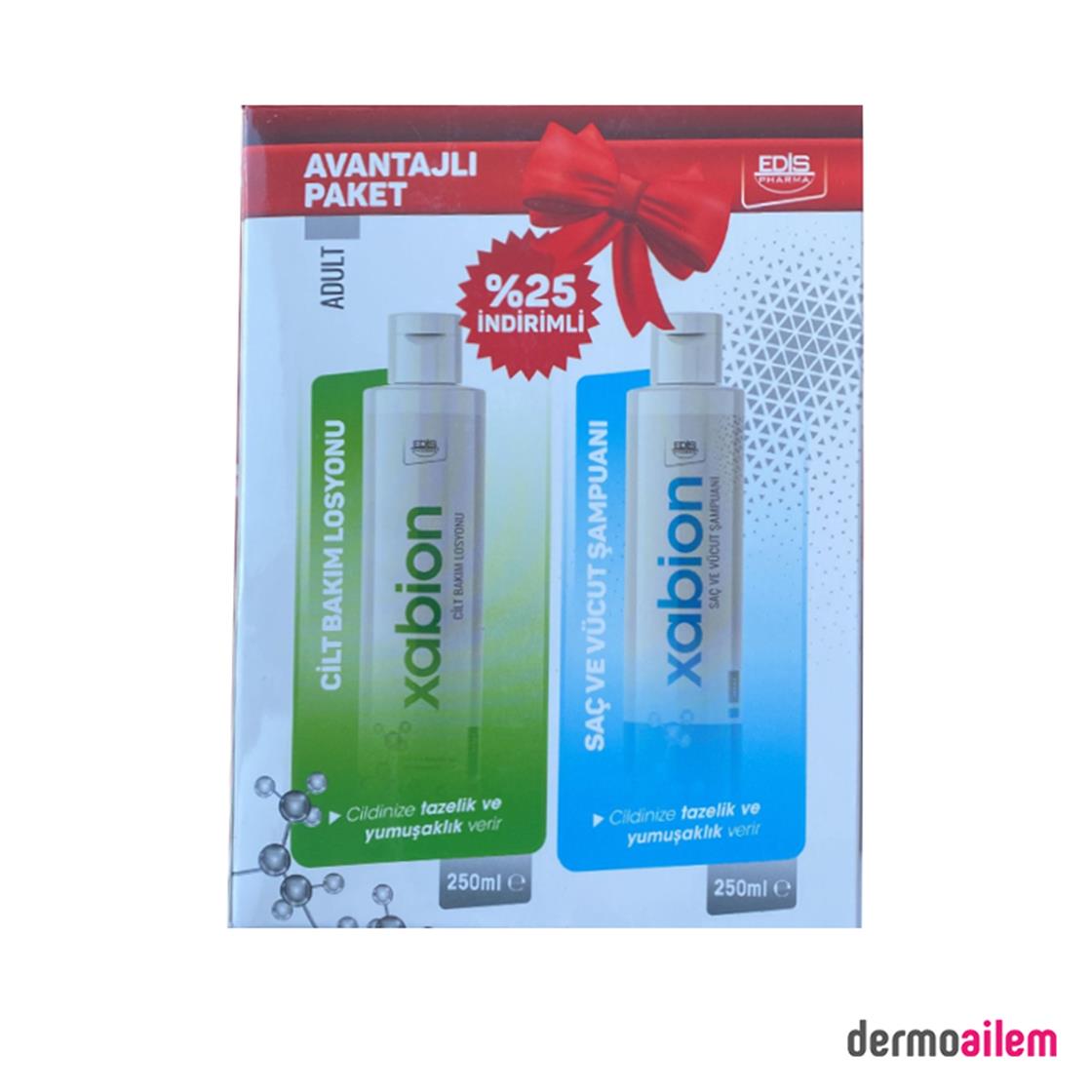 Vücut LosyonlarıEdis PharmaXabion Adult Cilt Bakım Losyonu 250Ml+ Şampuanı 250 Ml Kofre Paket