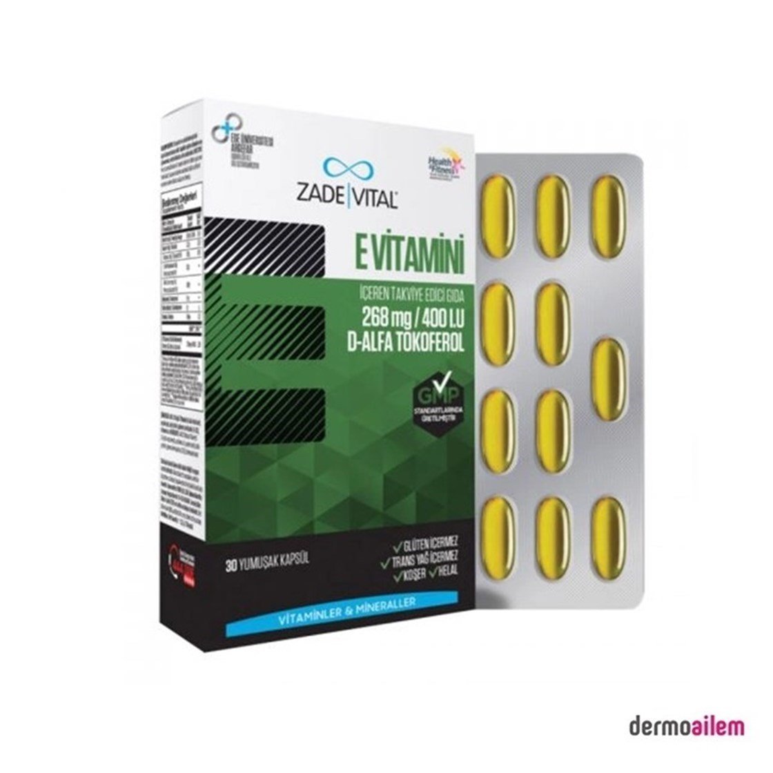 MultivitaminlerZade VitalZade Vital E Vitamini 268 Mg 30 Kapsül