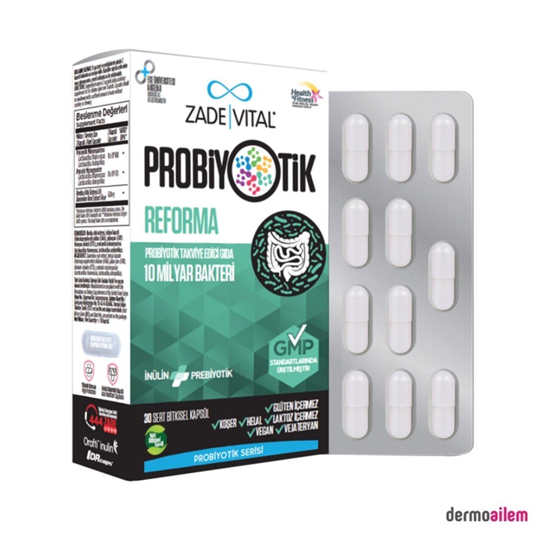 ProbiyotiklerZade VitalZade Vital Probiyotik Reforma Takviye Edici Gıda 30 Bitkisel Kapsül