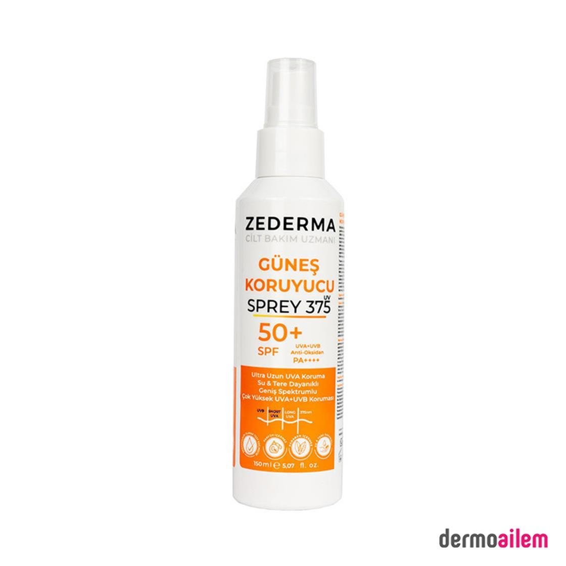 Spf 20 & 50 ArasıZEDERMAZederma Güneş Koruyucu Sprey SPF50+ 150 ml