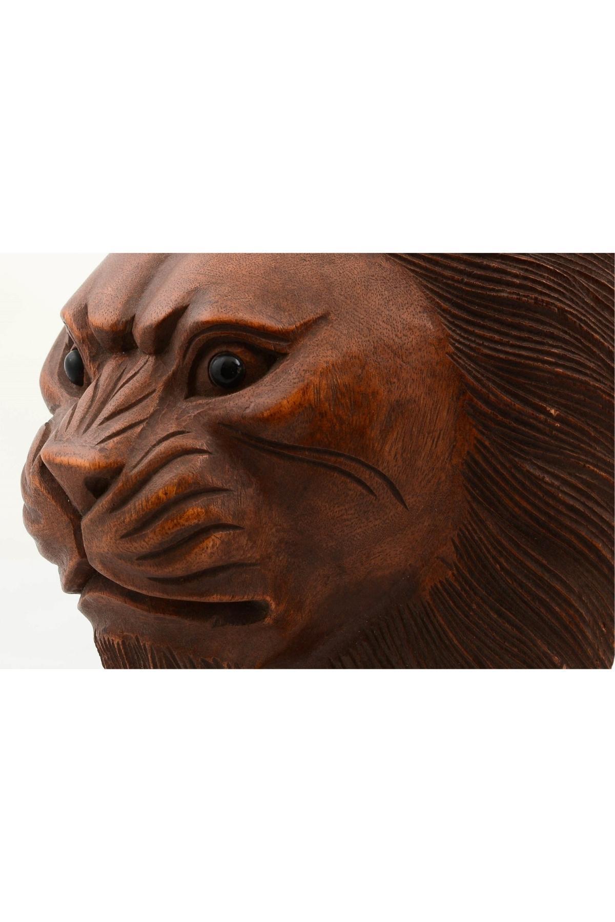 EndonezyaDünyadan HediyelerBB-632548-AYIKeskin Hediyelik Eşya Ve TekstilMaun Ağacı Aslan Kafası El Yapımı Duvar Dekoru Biblo 30cm