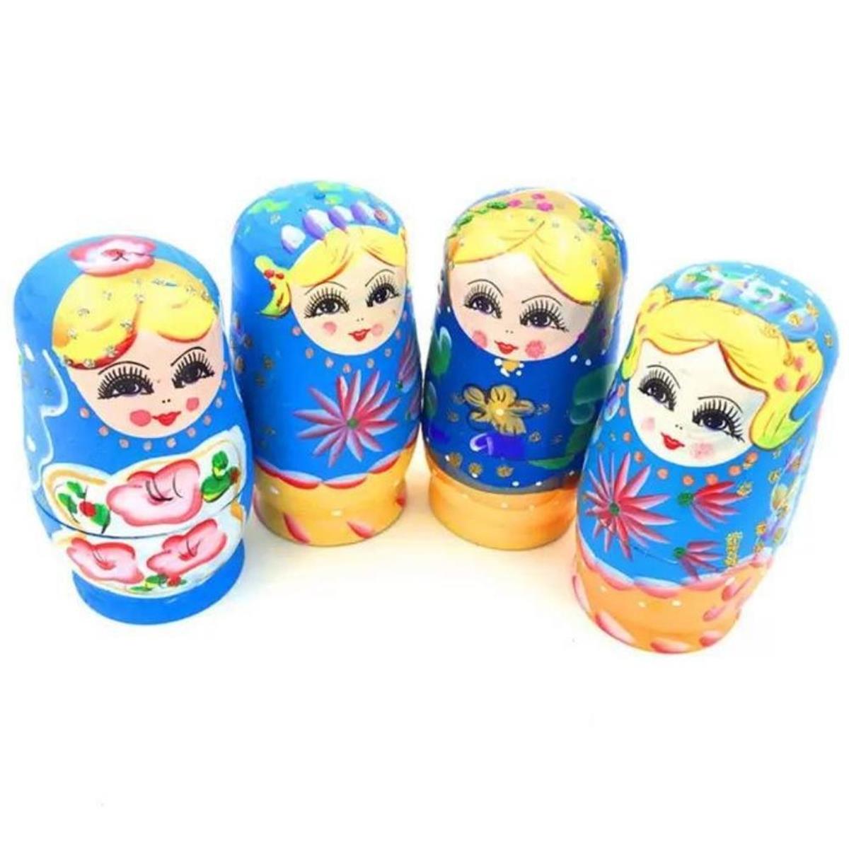 RusyaDünyadan HediyelerAHŞPMTRŞK-04Keskin Hediyelik Eşya Ve TekstilAhşap Matruşka Bebek 6 lı Set Mavi