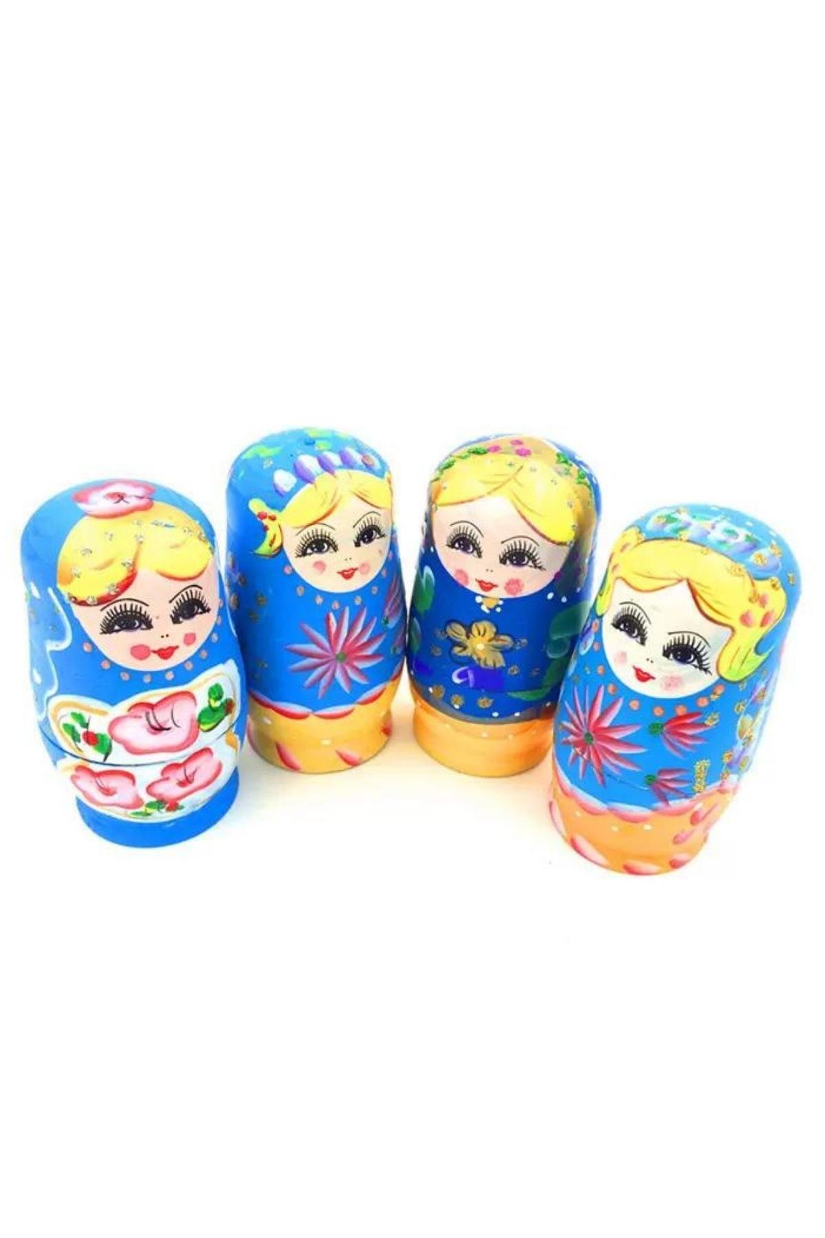 RusyaDünyadan HediyelerAHŞPMTRŞK-04Keskin Hediyelik Eşya Ve TekstilAhşap Matruşka Bebek 6 lı Set Mavi