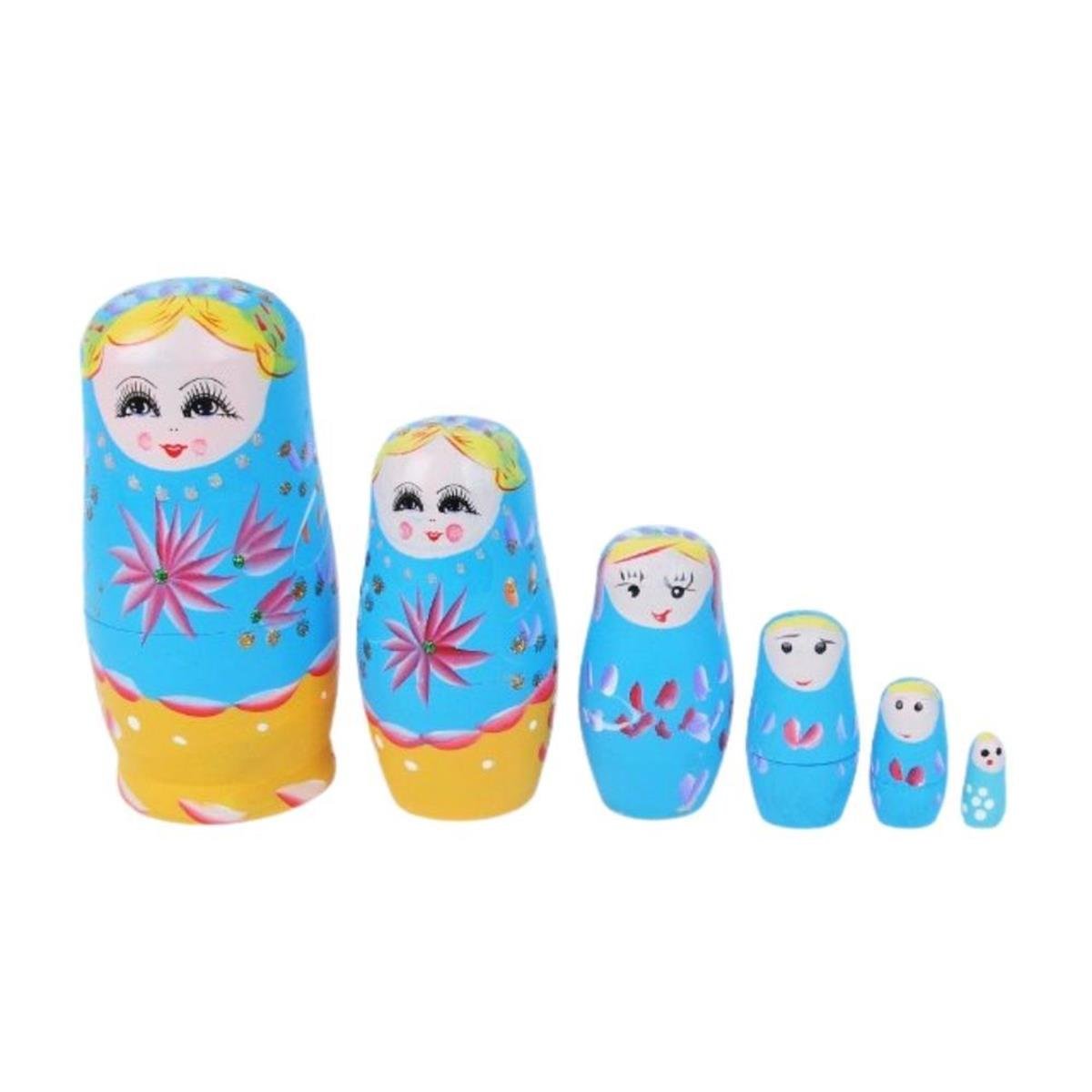 RusyaDünyadan HediyelerAHŞPMTRŞK-04Keskin Hediyelik Eşya Ve TekstilAhşap Matruşka Bebek 6 lı Set Mavi