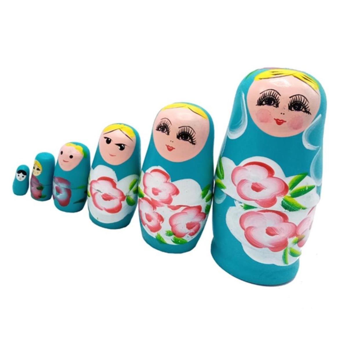 RusyaDünyadan HediyelerAHŞPMTRŞK-04Keskin Hediyelik Eşya Ve TekstilAhşap Matruşka Bebek 6 lı Set Mavi