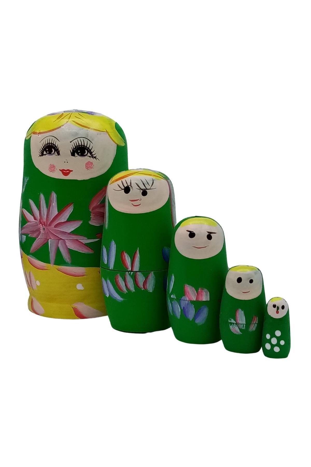 RusyaDünyadan HediyelerDNY-HD100538Keskin Hediyelik Eşya Ve TekstilAhşap Matruşka Bebek Beşli Set Yeşil Sarı