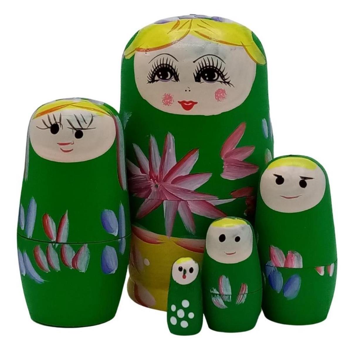 RusyaDünyadan HediyelerDNY-HD100538Keskin Hediyelik Eşya Ve TekstilAhşap Matruşka Bebek Beşli Set Yeşil Sarı