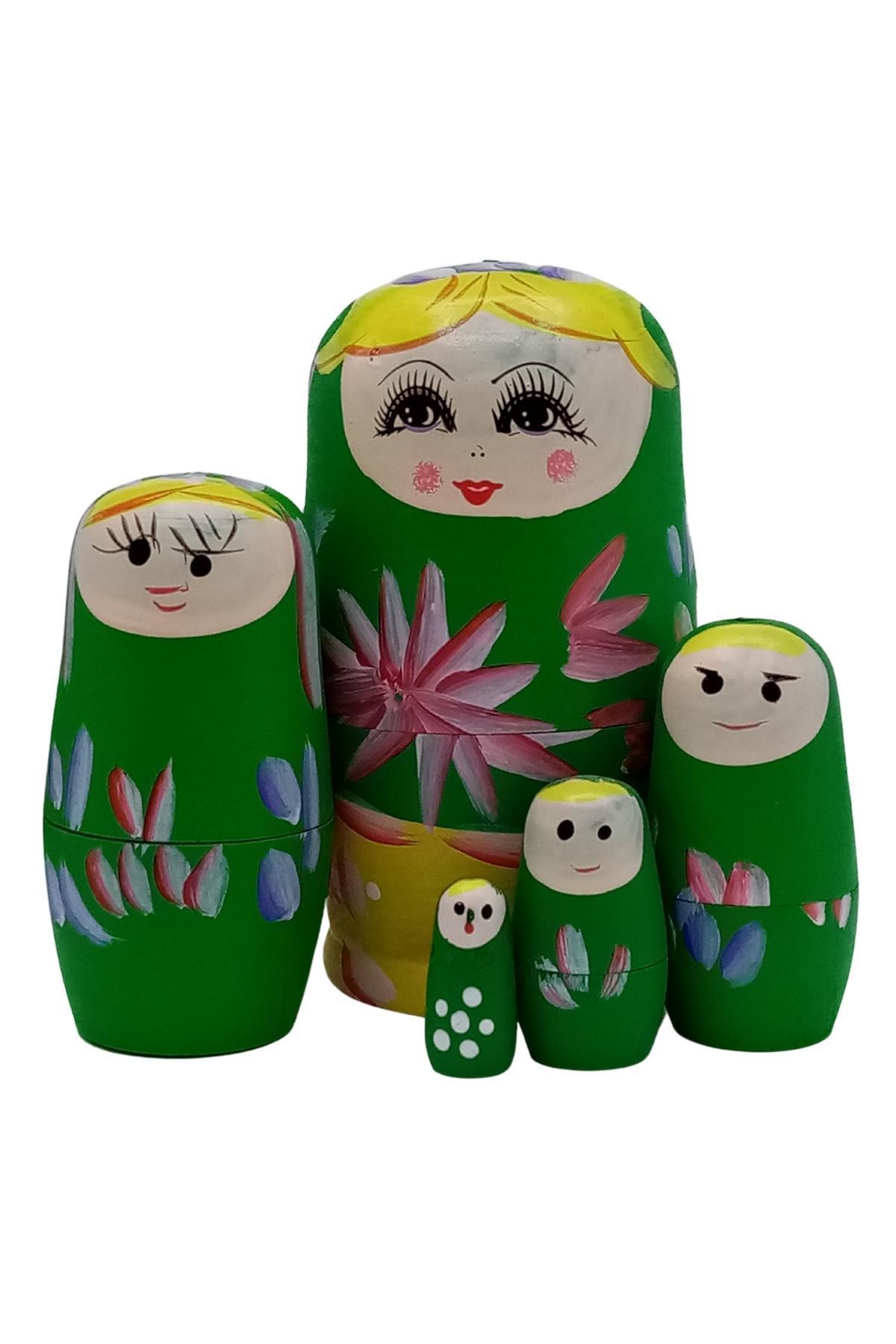 RusyaDünyadan HediyelerDNY-HD100538Keskin Hediyelik Eşya Ve TekstilAhşap Matruşka Bebek Beşli Set Yeşil Sarı