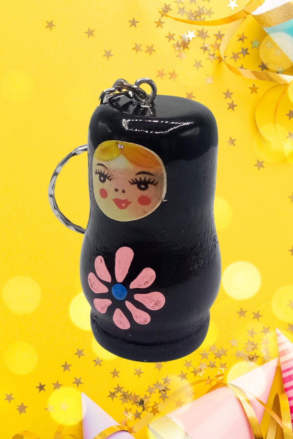 RusyaDünyadan HediyelerDNY-HDYOZGSY5Keskin Hediyelik Eşya Ve TekstilAhşap Matruşka Bebek Anahtarlık Siyah 5cm Büyük Boy
