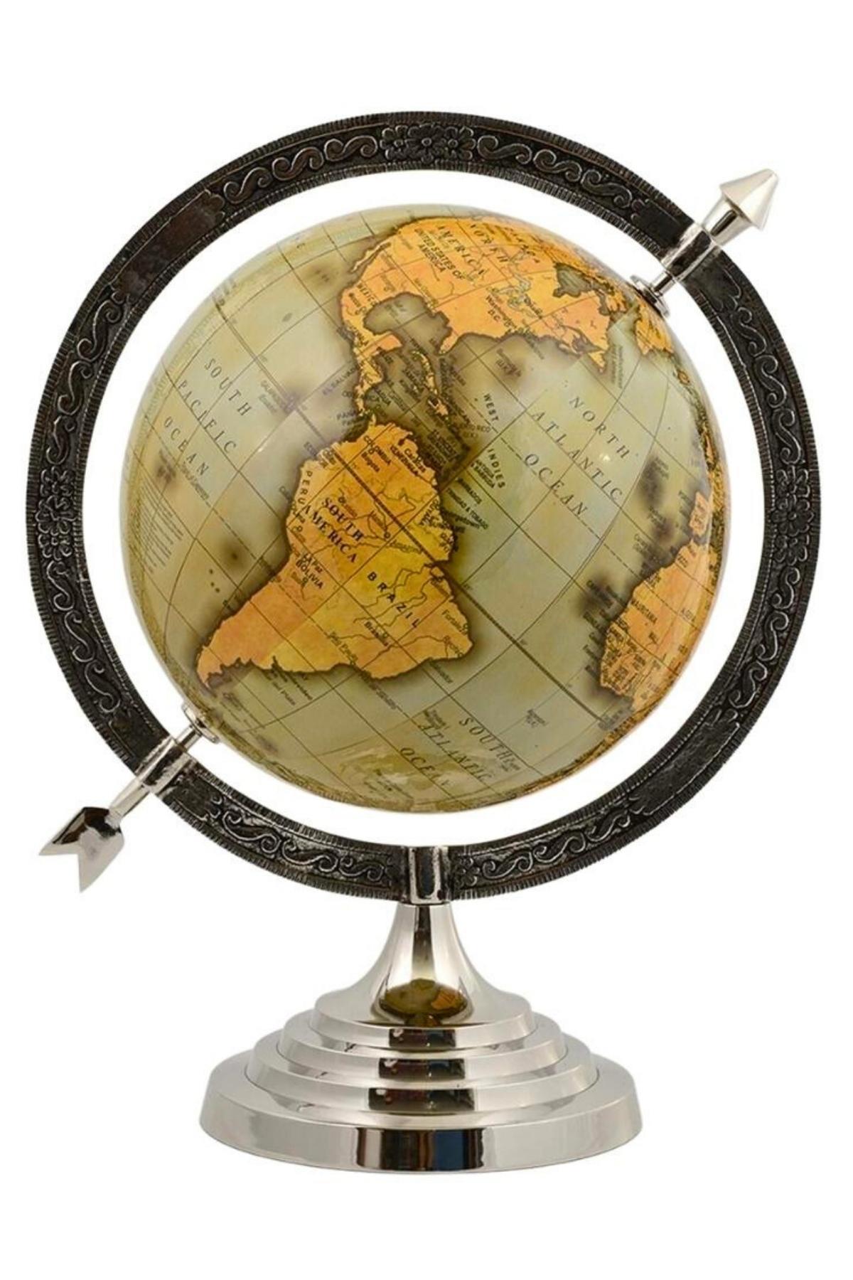 TürkiyeDünyadan HediyelerSL304YEŞİLKeskin Hediyelik Eşya Ve TekstilAyaklı Dünya Küre Ev Ofis Masa Dekoru Döner Dünya Küre Yeşil Modern Harita 32x42cm