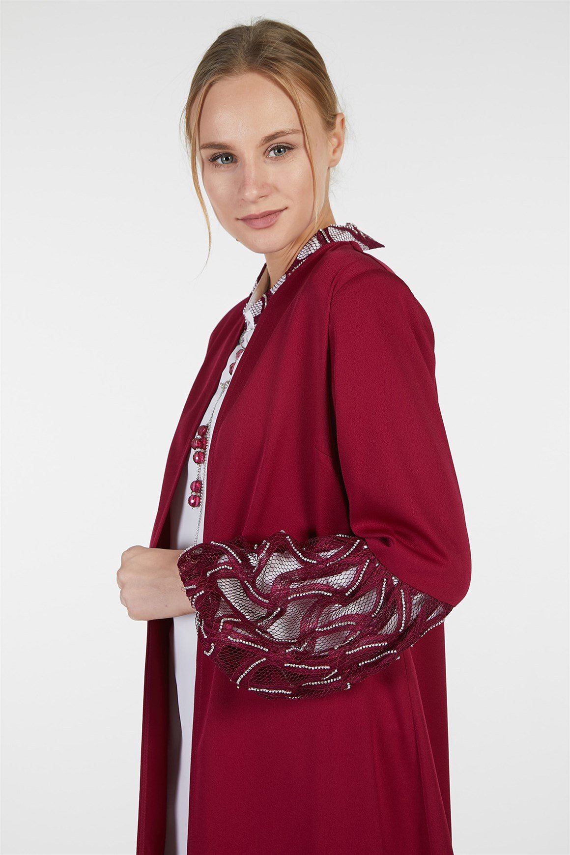Plum - Triple Stony Jacket Inside Shirt Evening Gown