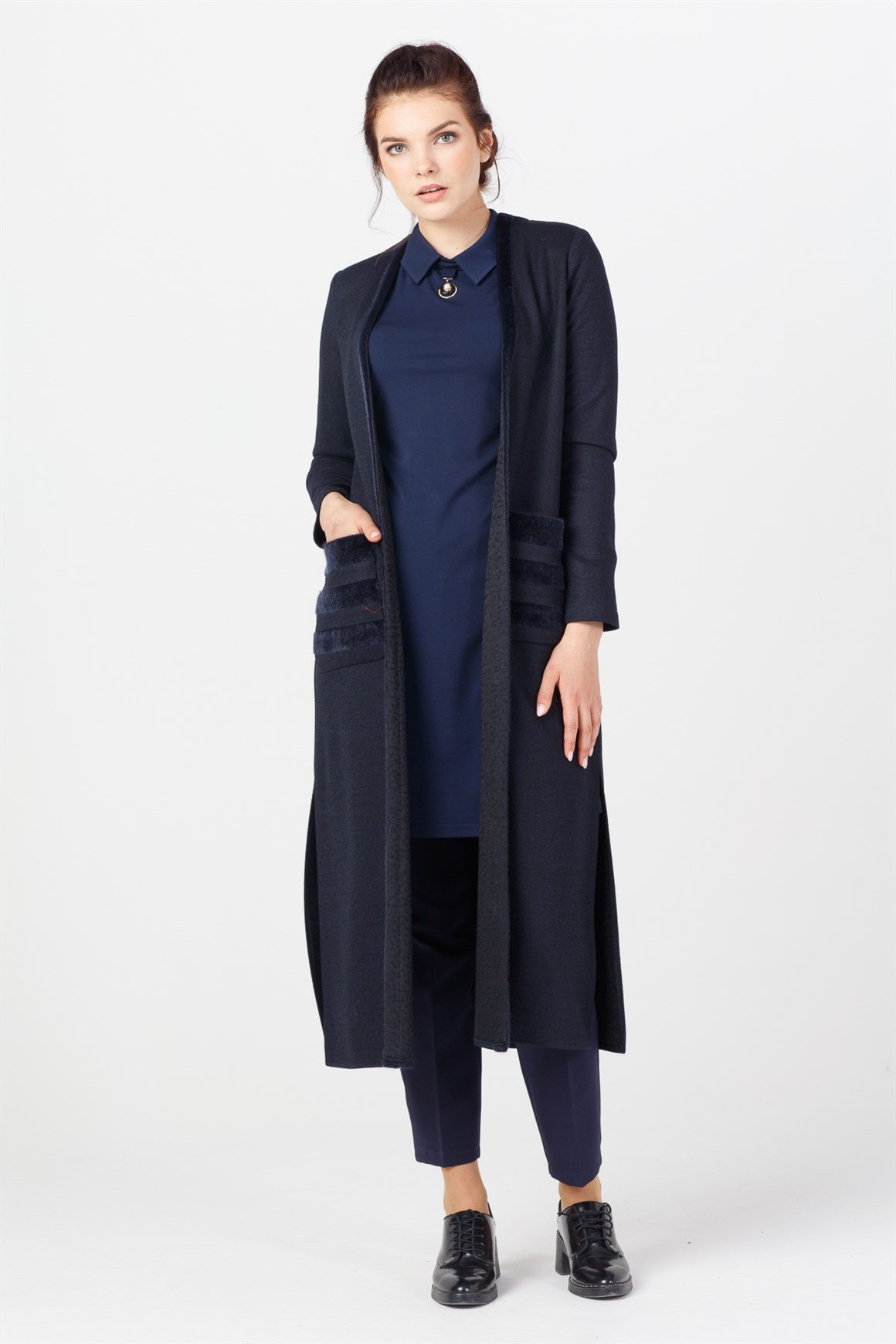 Navy Blue - Plush Pocket Combined Suit