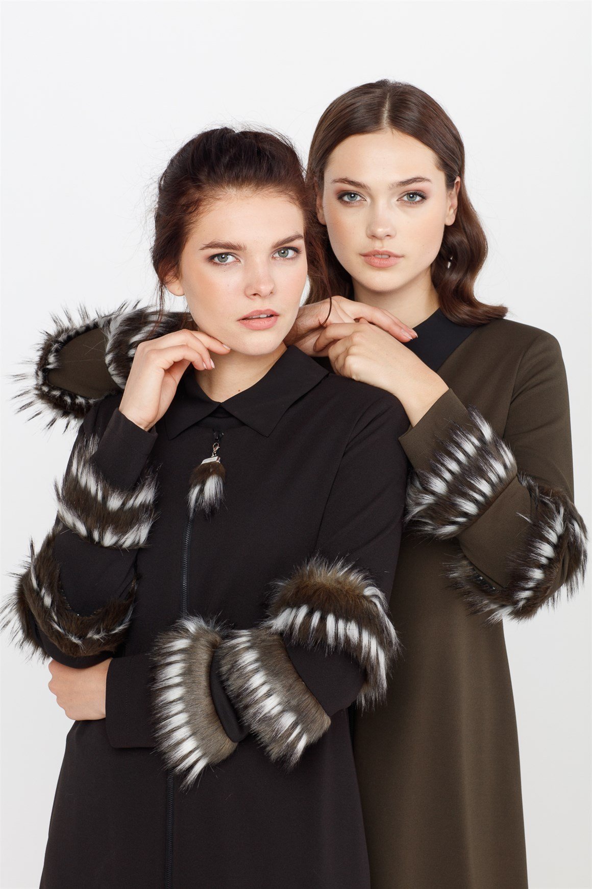 Black - Furry Slevee and Zippered Suit with Shirt