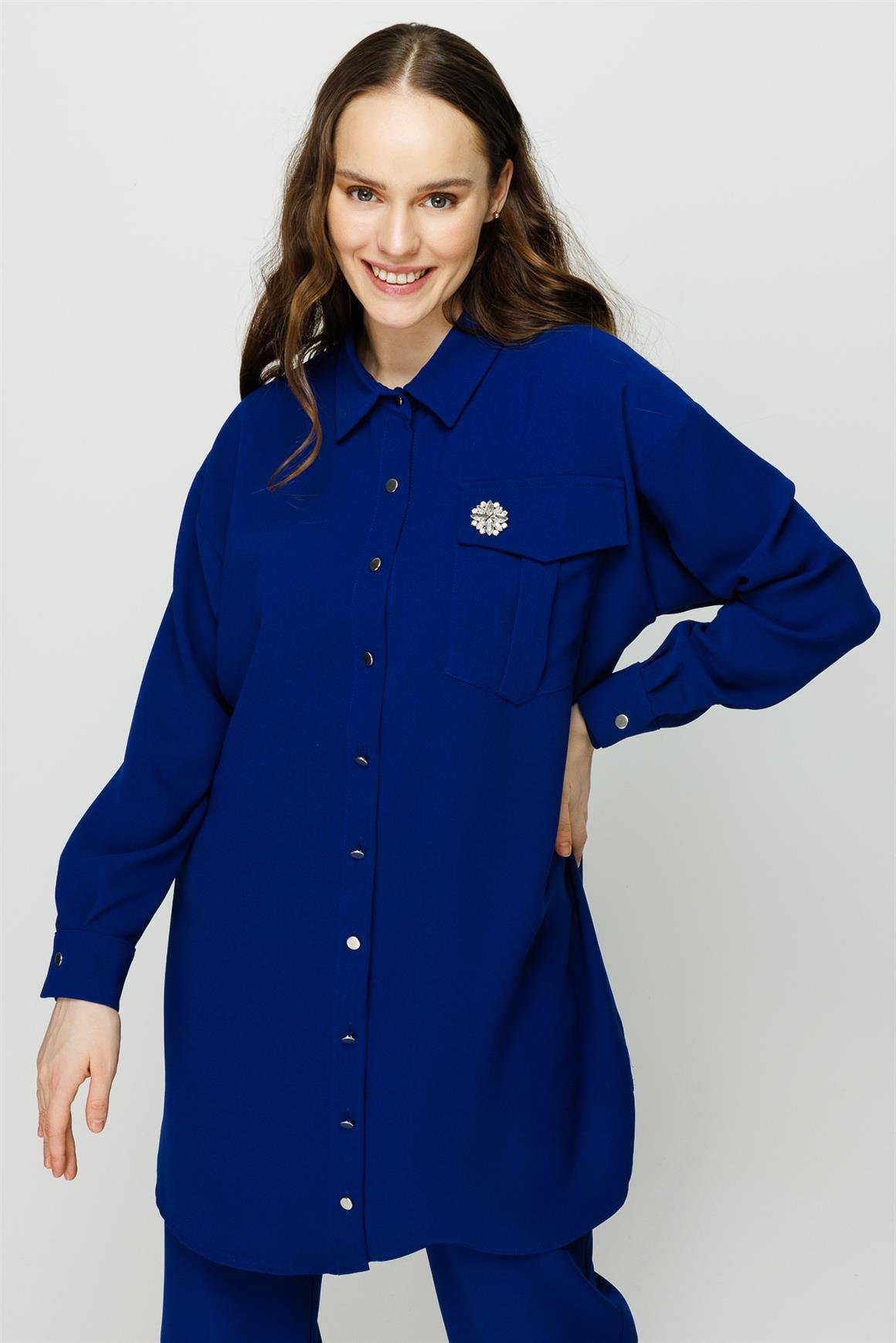 Broş Detaylı Pantolon Tunik Takım  Laci