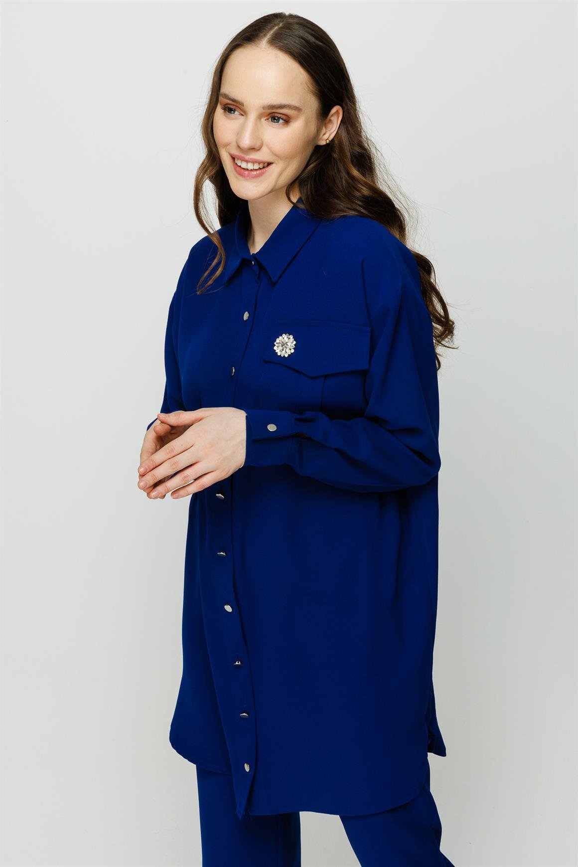 Broş Detaylı Pantolon Tunik Takım  Laci