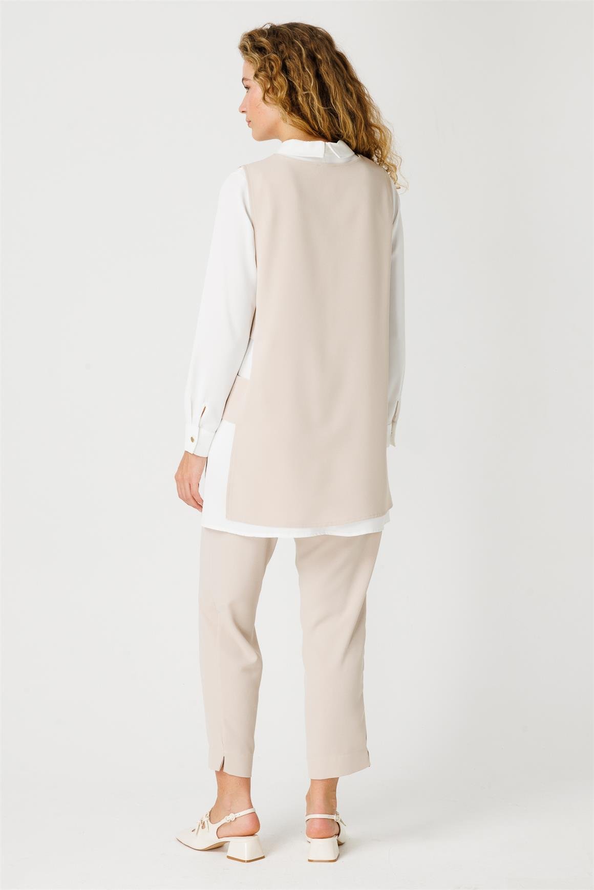 Pencere Detaylı Süeter Tunik Pantolon Takım  Taş