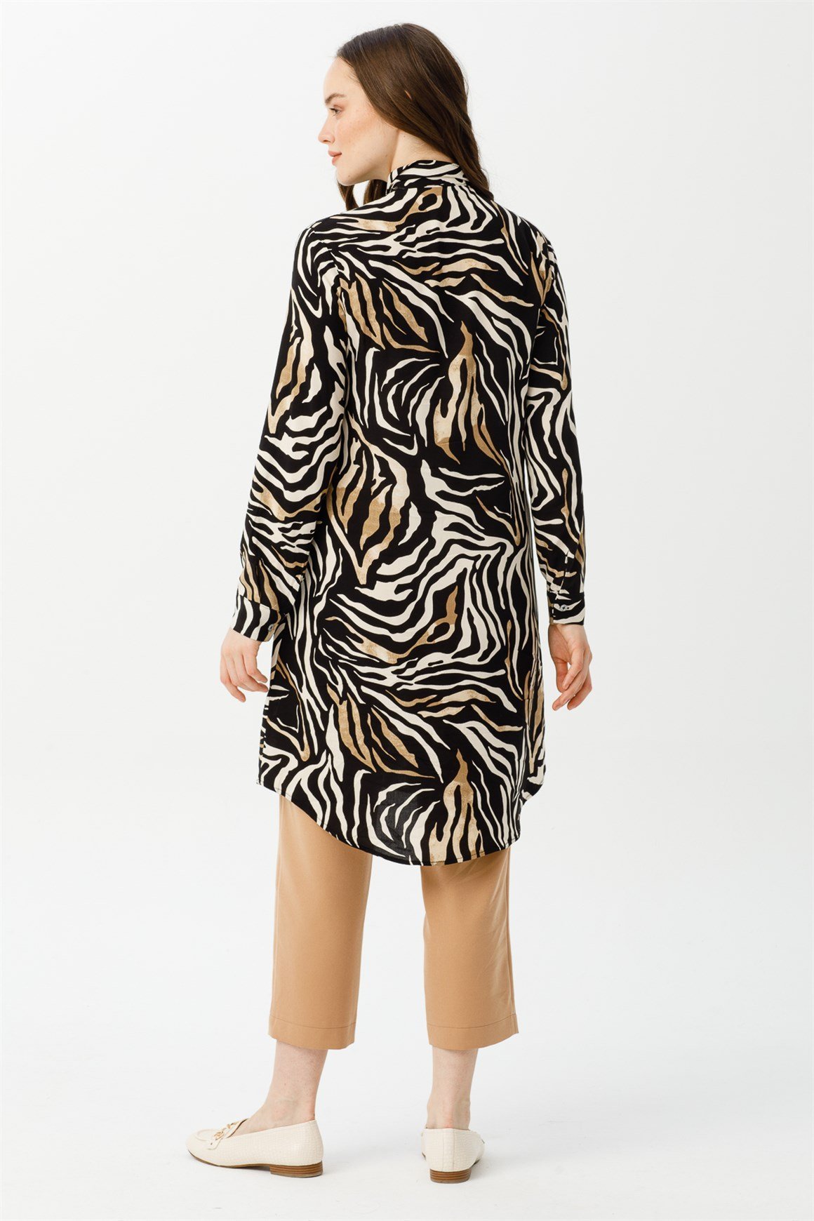 Tiger Desenli Tunik  Bej