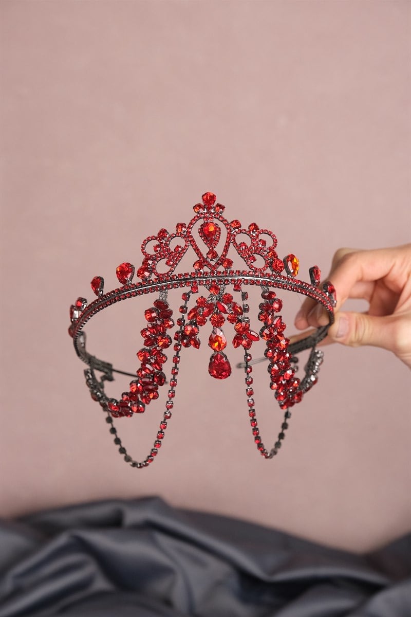 Red Hürrem Bride Henna Crown