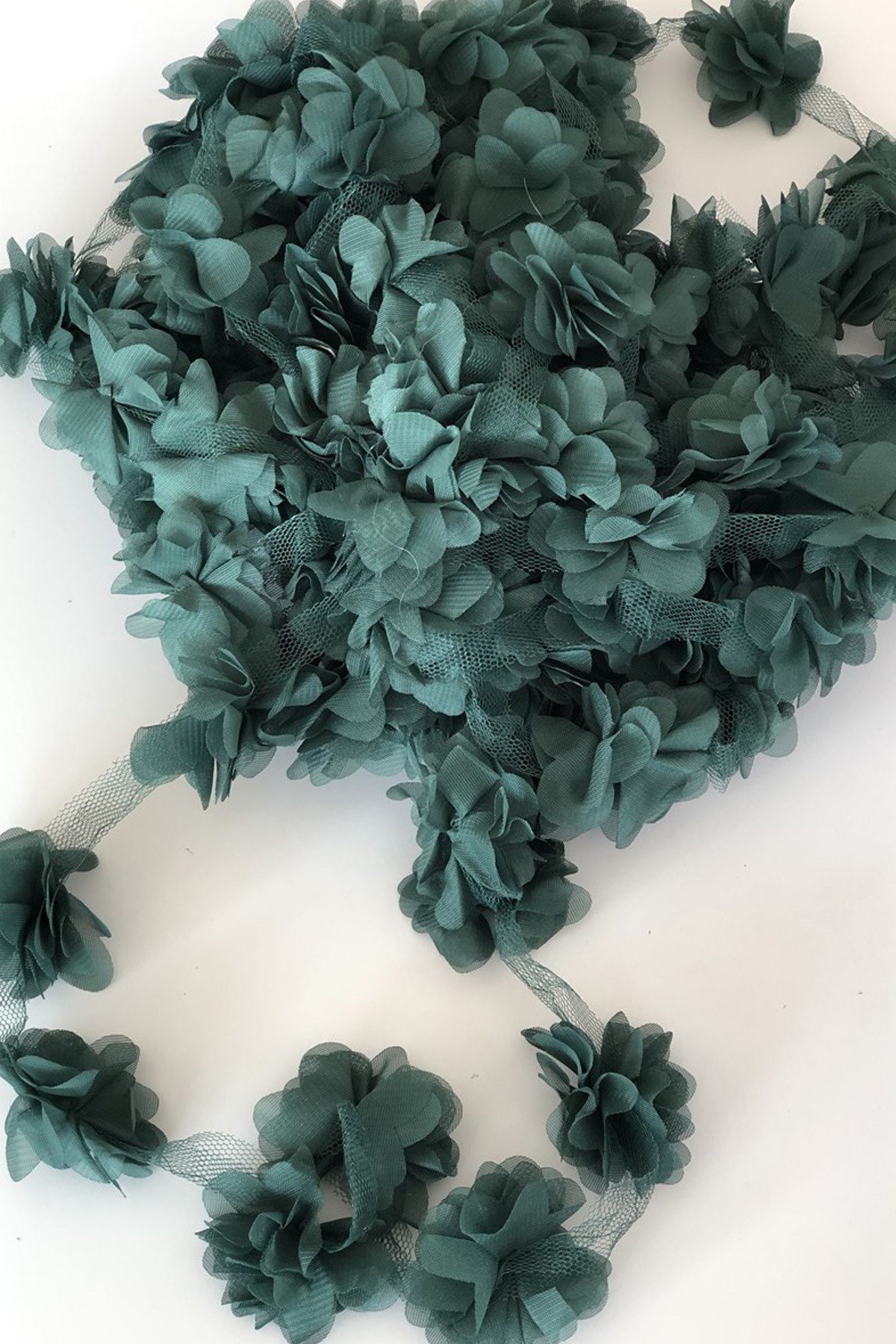 Dark Green Laser Cut Chiffon Tulle Flower