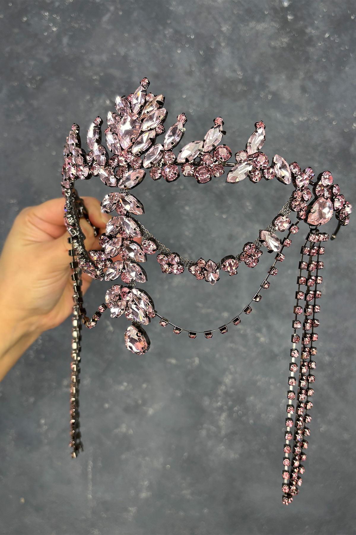Pembe Sallantılı Alınlık Almeda Gelin Kına Tacı