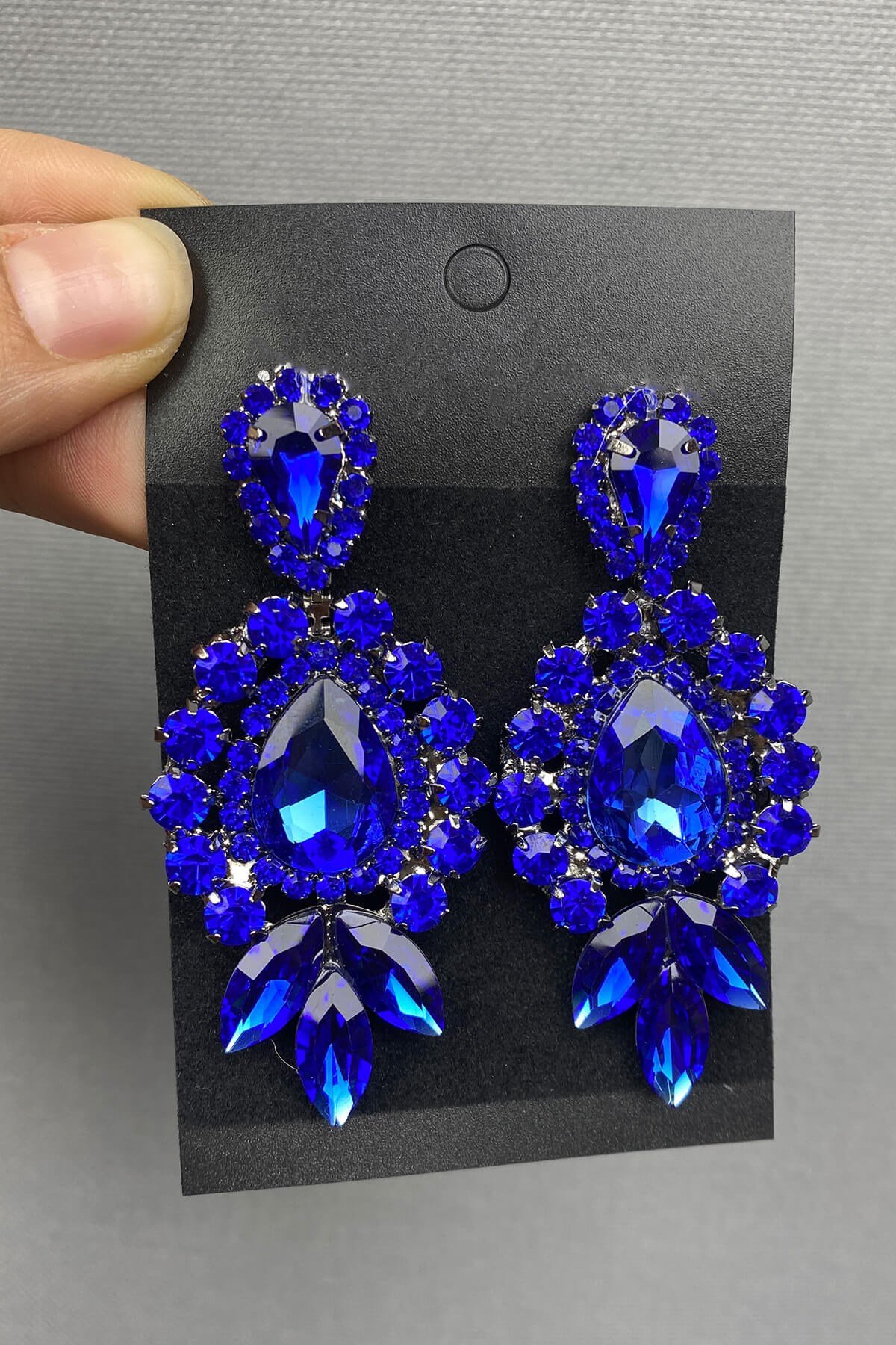 Saks Mavi Subra Gelin Kına Tacı ve Küpe