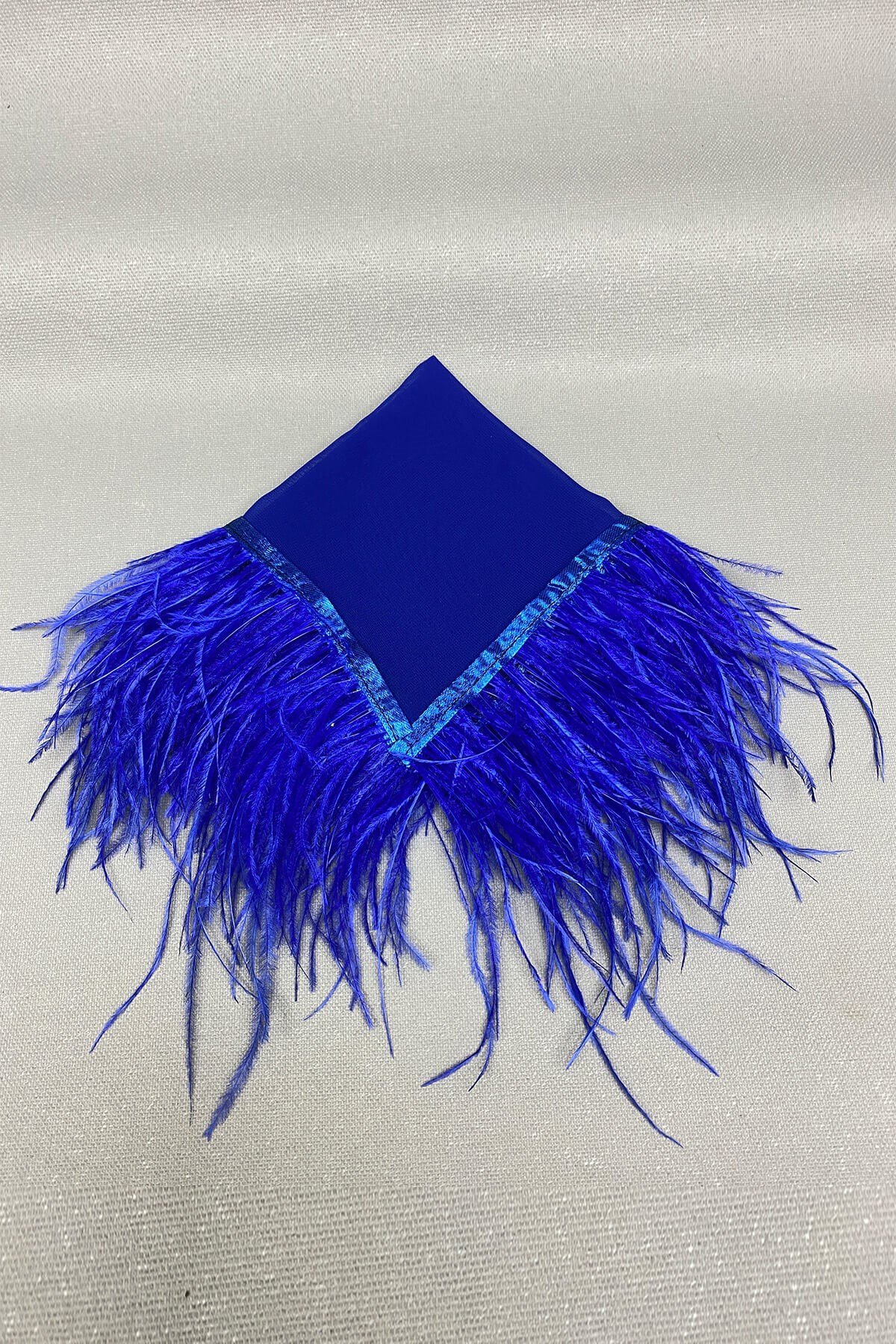 Sax Blue Feathered Bridal Halay Handkerchief