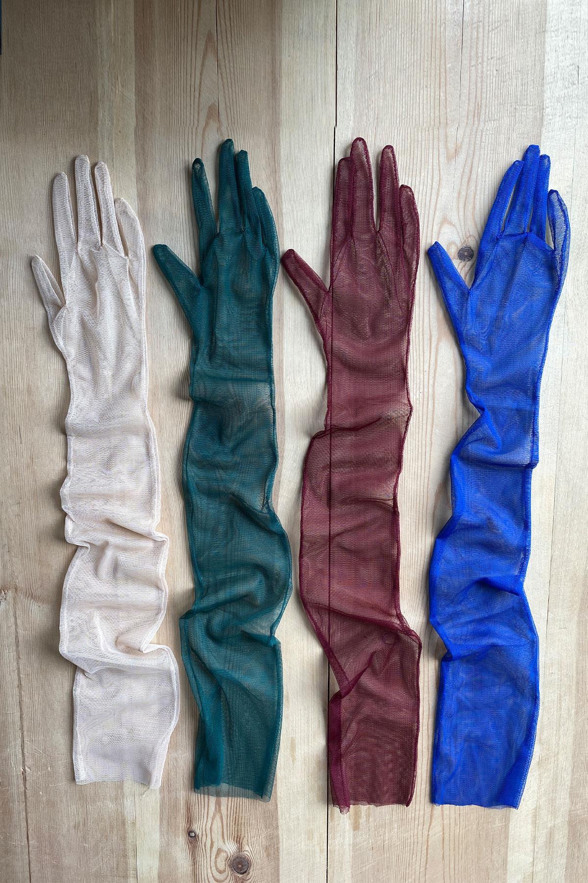 Wholesale Saks Blue Long Stylish Bridal Gloves Tulle Gloves Wedding/Wedding/Party Gloves