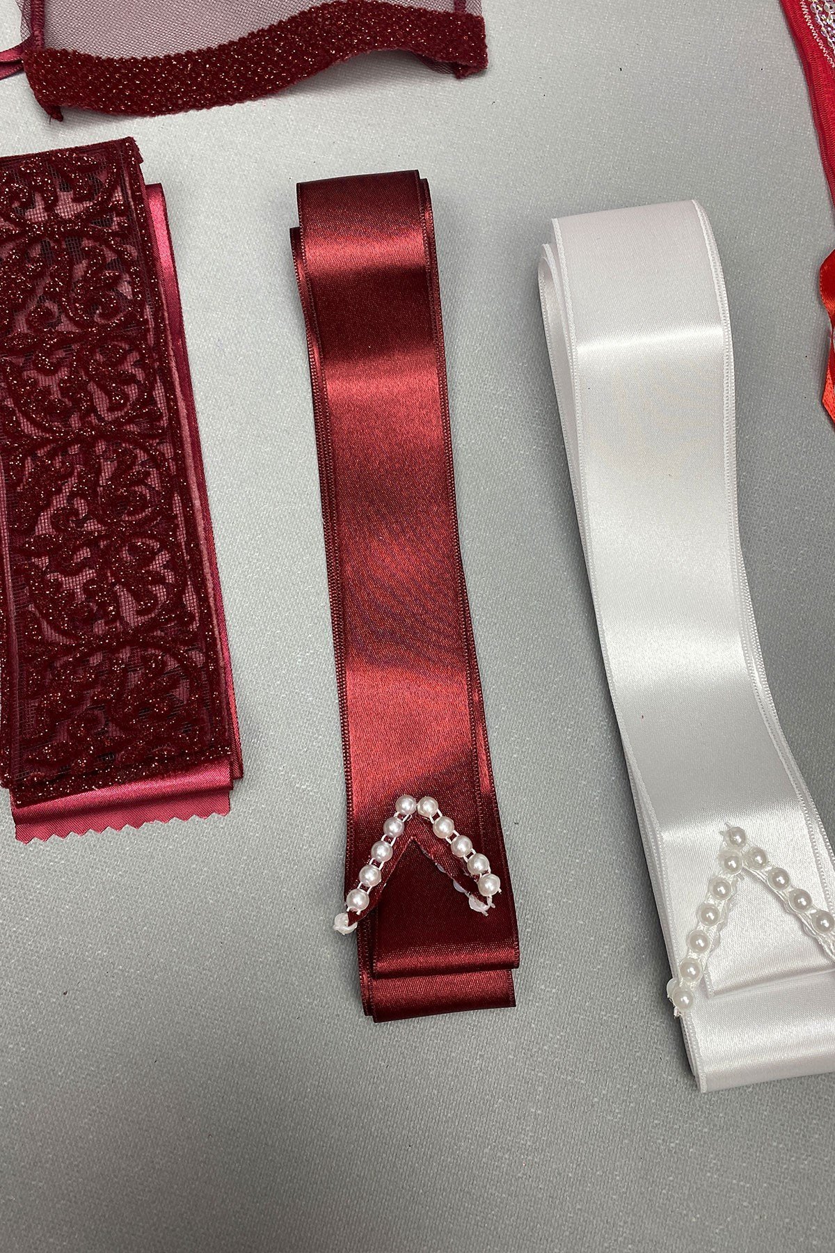Simli Gelin Duvağı ve Ay Yıldızlı Damat Örtüsü Takı Kurdele Seti