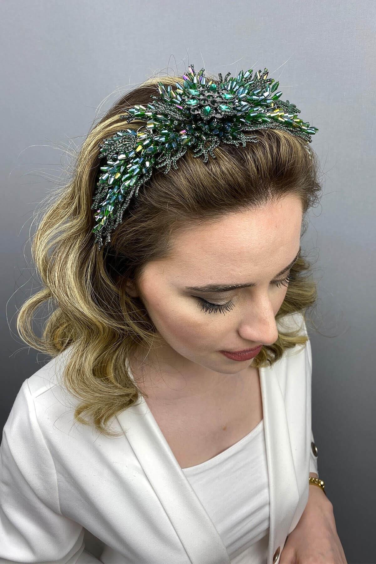 Wholesale Green Alya Model Bridal Henna Crown