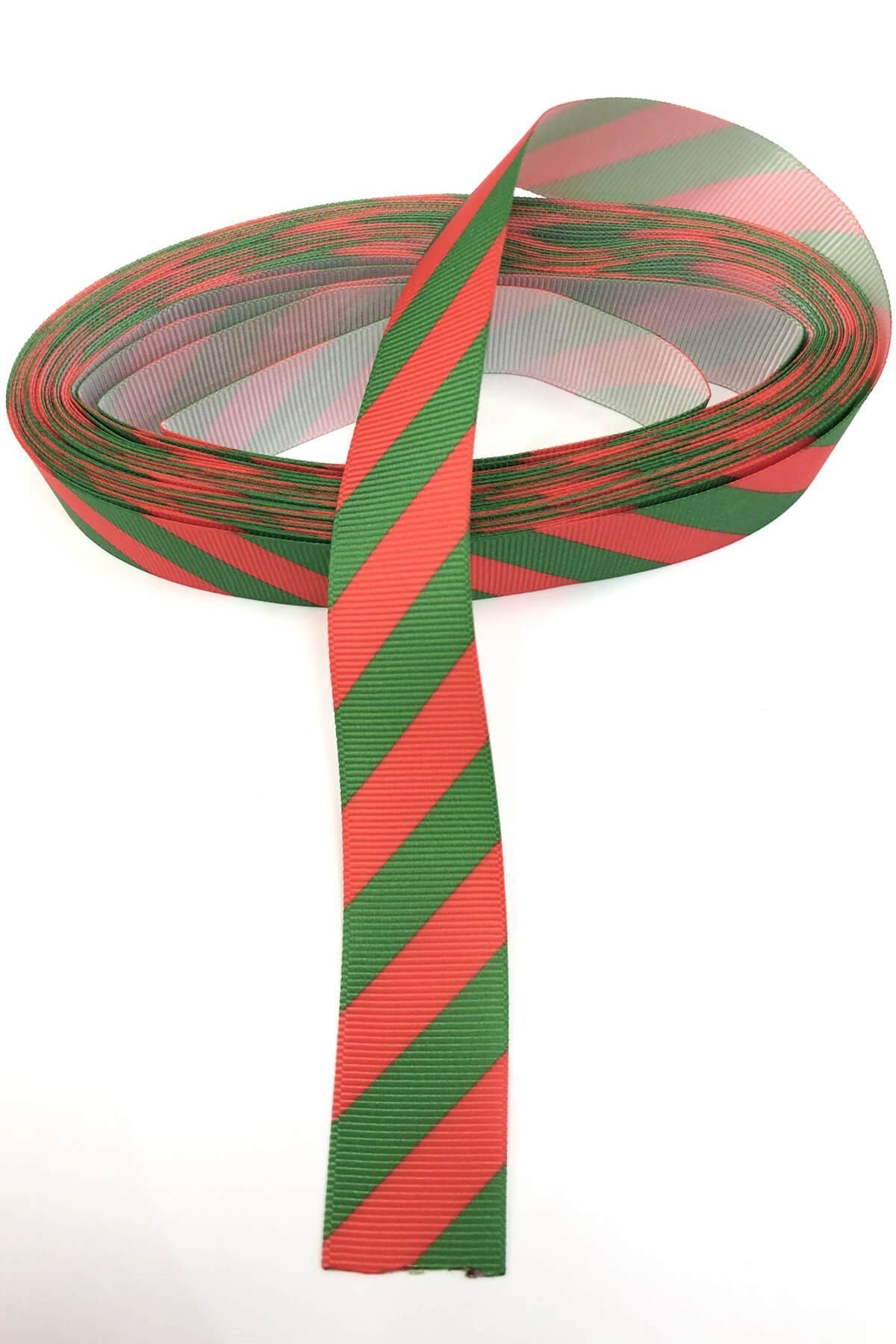 Green Red Patterned Grosgrain Ribbon
