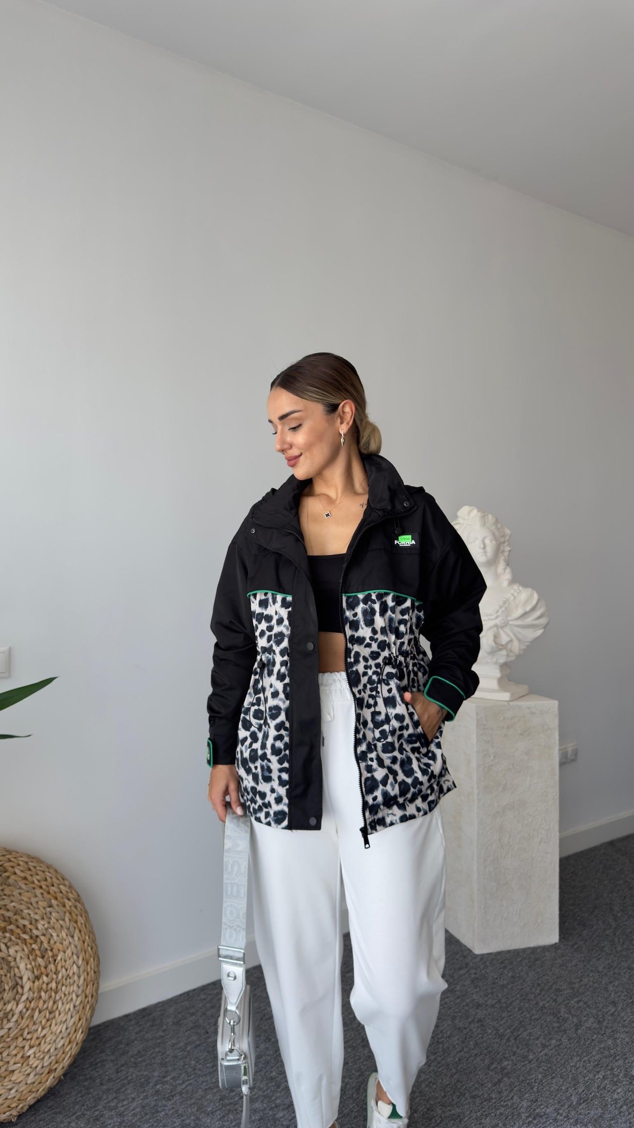 Tws Model Leopar Desenli Kapüşonlu Ceket