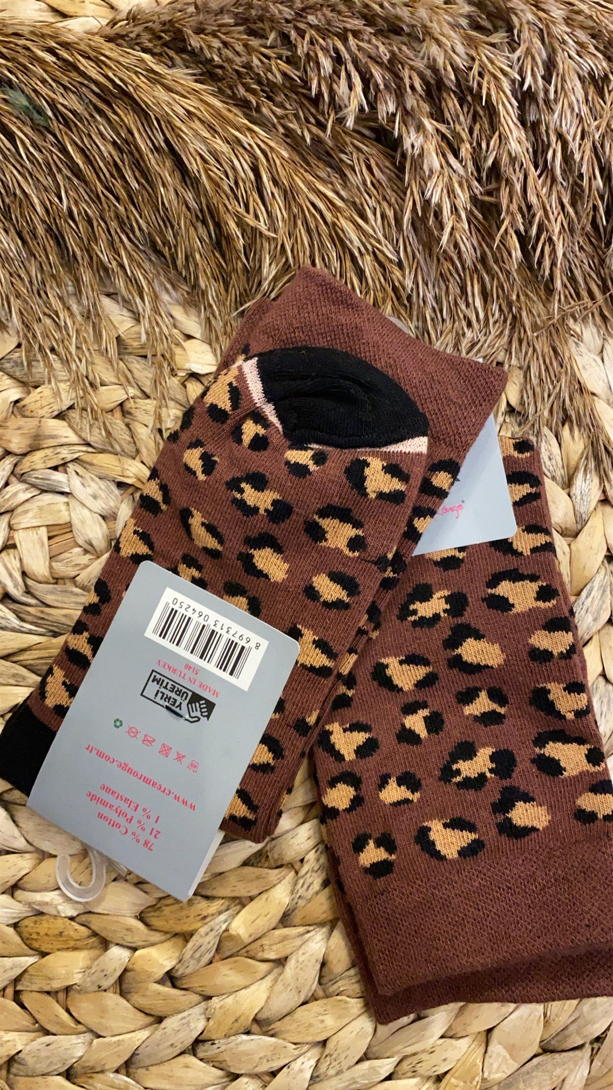 Leopar Desenli Çorap