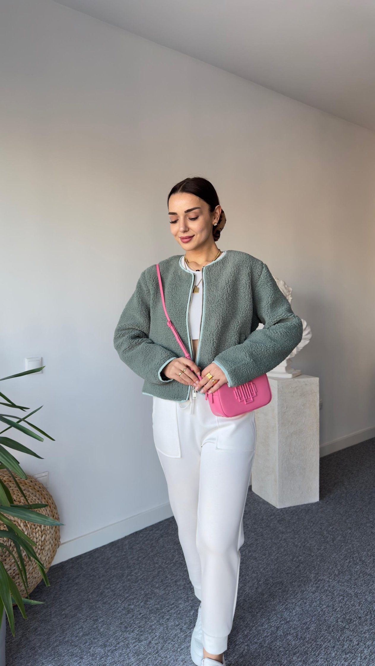 Biyeli Mint Yeşili Astarlı Ceket